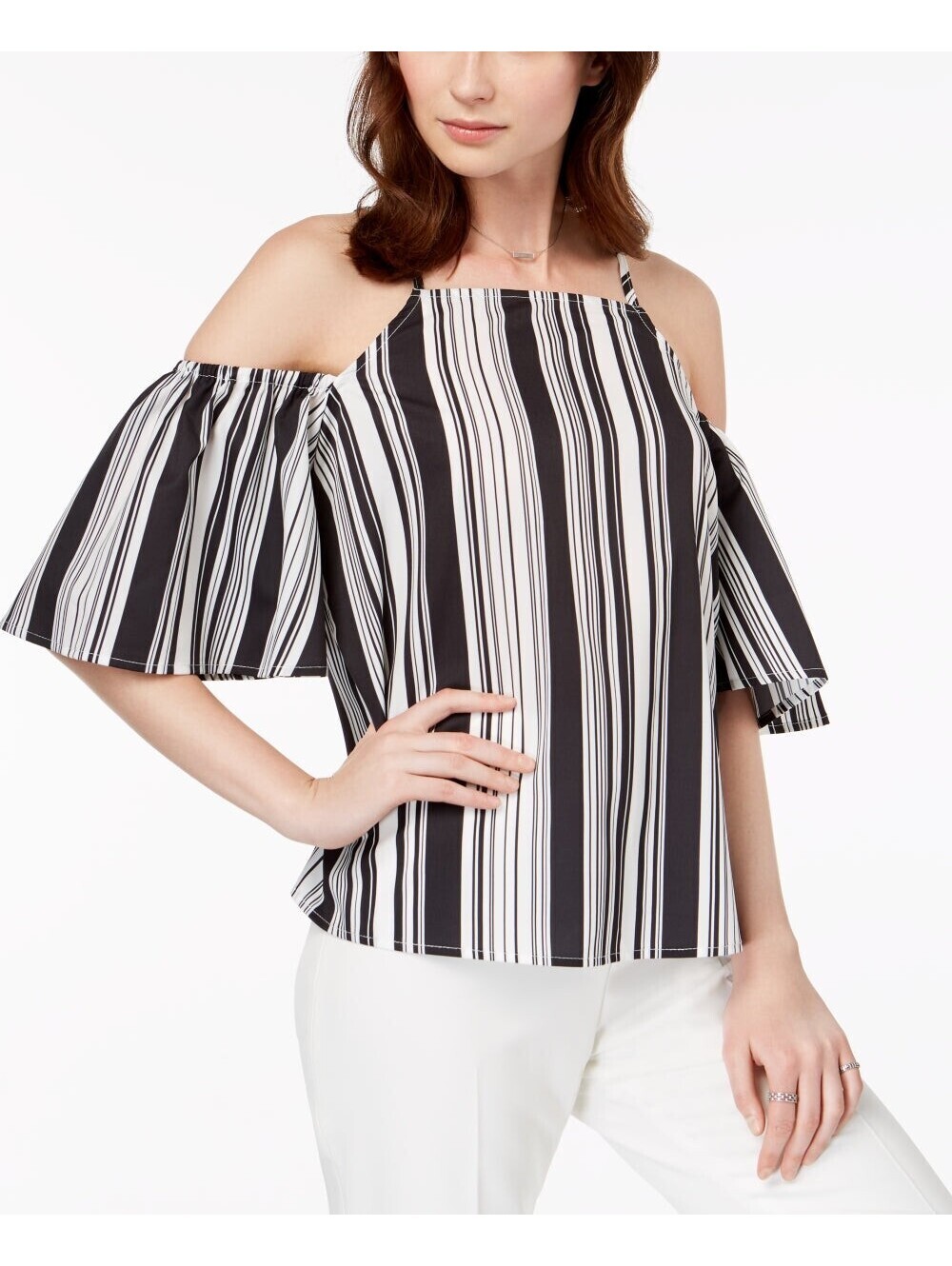 Almost Famous Juniors Striped Cold Shoulder Top Size XL